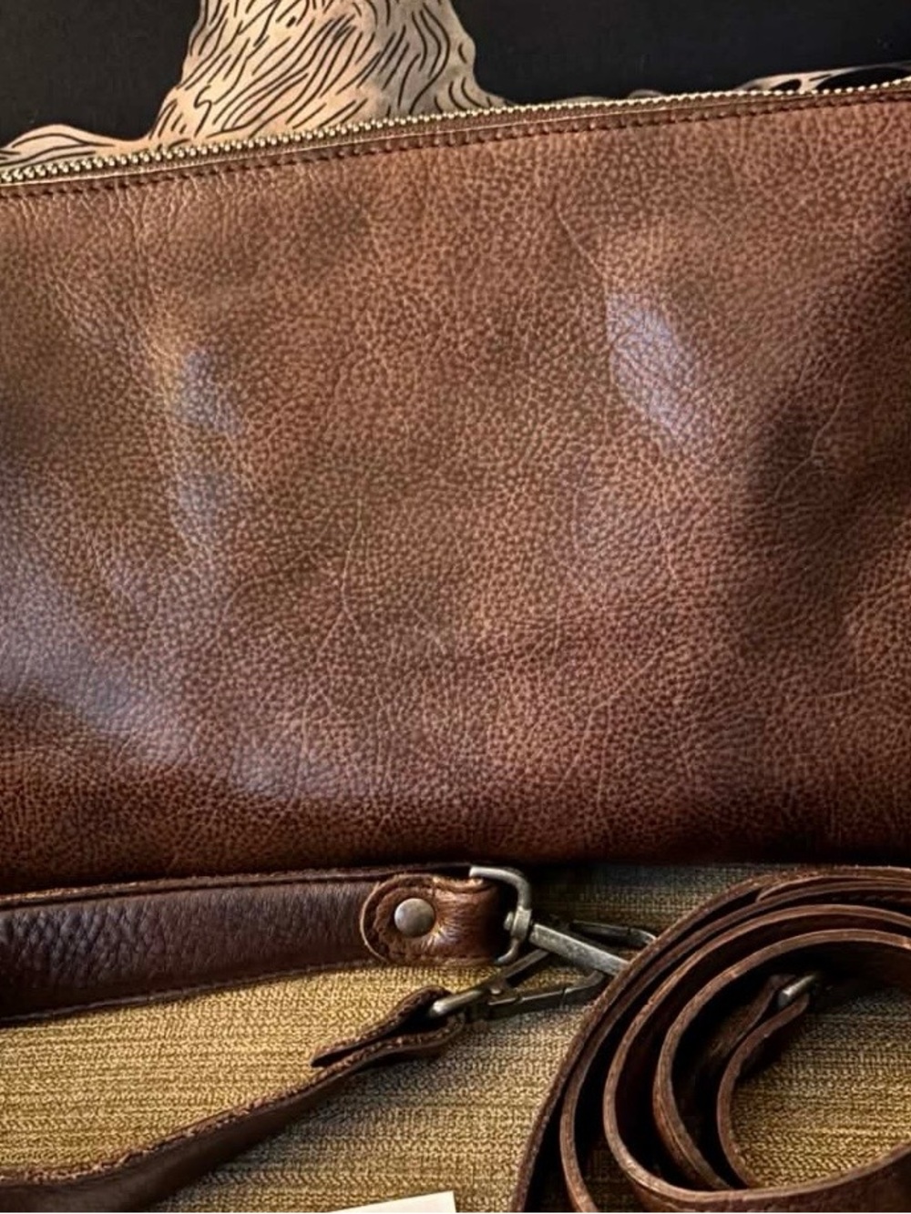 Latico Brown Pebbled Leather Stevie Crossbody Bag with Adjustable Strap & strap